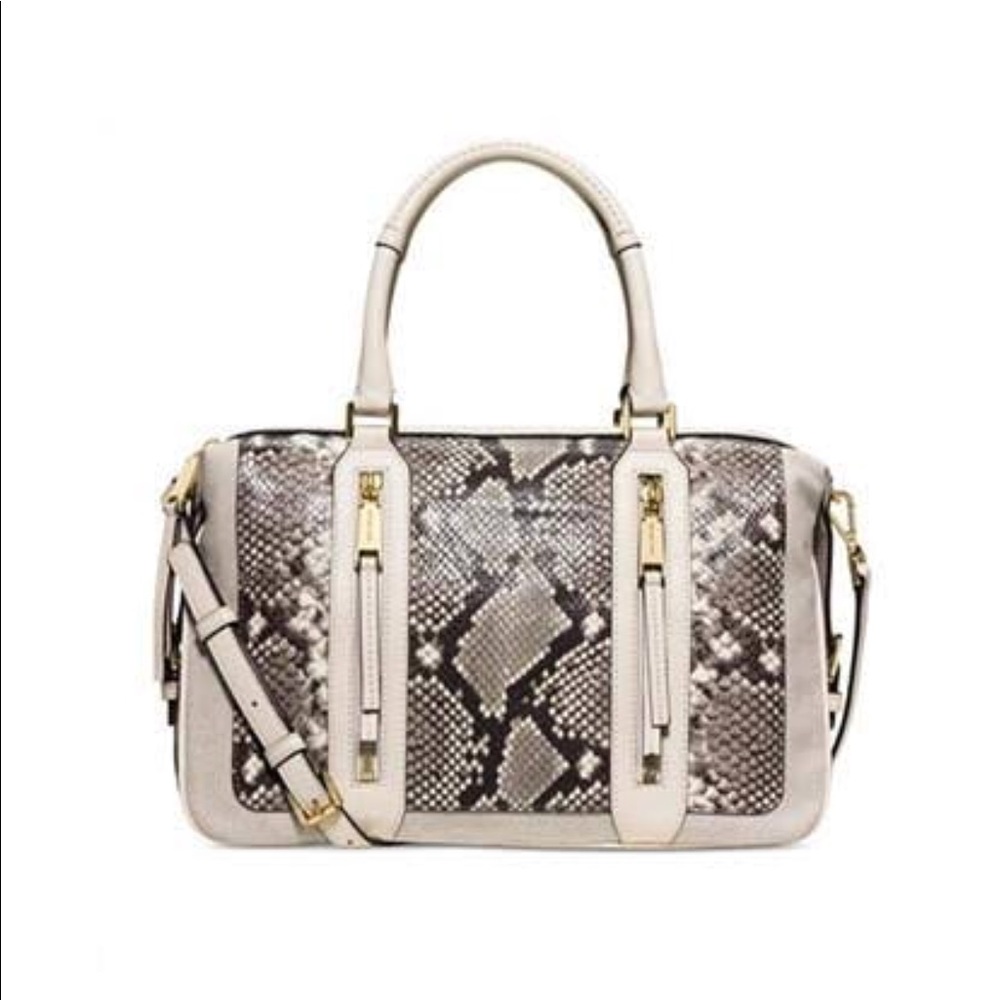 Michael Kors python embossed Julia large satchel